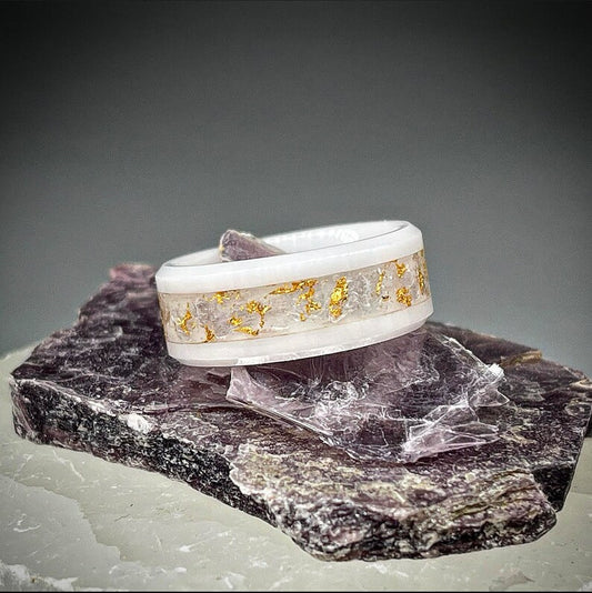 Lepidolite and Gold Ring
